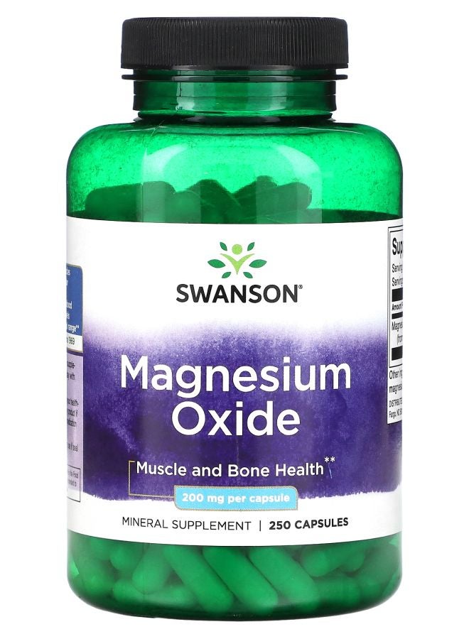 SWANSON Magnesium Oxide 400 mg 250 Capsules (200 mg per Capsule)