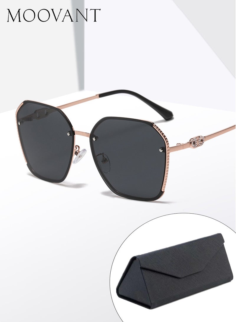 Moovant نظارات شمسية فاخرة وعصرية للنساء حماية UV400 إطار مربع متميز تعديل شكل الوجه مكياج مجاني نظارات شمسية للقيادة، في الهواء الطلق، السفر - Image 2