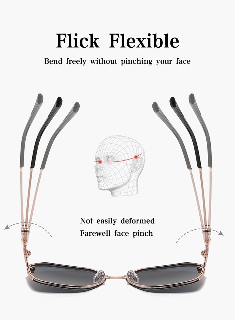 Moovant نظارات شمسية فاخرة وعصرية للنساء حماية UV400 إطار مربع متميز تعديل شكل الوجه مكياج مجاني نظارات شمسية للقيادة، في الهواء الطلق، السفر - Image 3