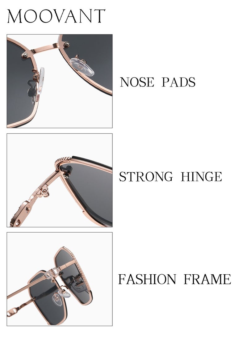 Moovant نظارات شمسية فاخرة وعصرية للنساء حماية UV400 إطار مربع متميز تعديل شكل الوجه مكياج مجاني نظارات شمسية للقيادة، في الهواء الطلق، السفر - Image 5