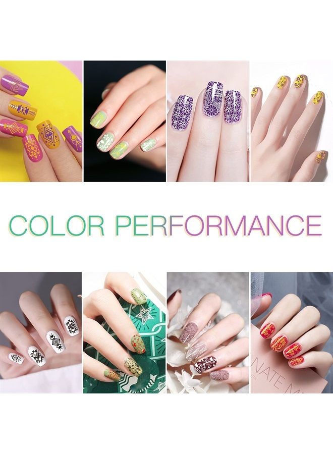 SEISSO Stamp Nail Polish Gels, 12 Colors Stamping Gels Black White Glitter Green/Silver/Golden for Nail Stamp Plate Stamper - Image 2