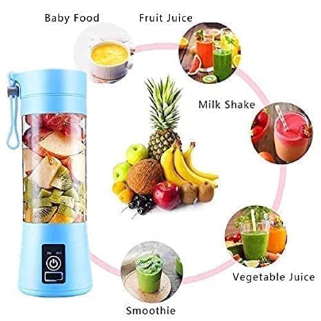 Rensom ECommerce 2USB Portable Rechargeable Electric USB 6 Blades Juice Cup Maker Juicer Bottle Blender Grinder Fruit Mixer Bottle for Home and Travel 380 ml Multi color - Image 5