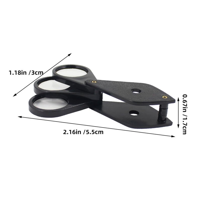 Folding Magnifying Glass with 3 Lenses 4X Magnification Portable Pocket Magnifier for Reading Maps Coins Stamps Seniors - Image 3