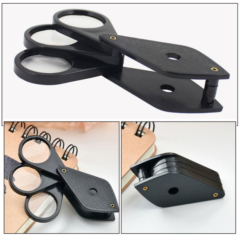 Folding Magnifying Glass with 3 Lenses 4X Magnification Portable Pocket Magnifier for Reading Maps Coins Stamps Seniors - Image 4