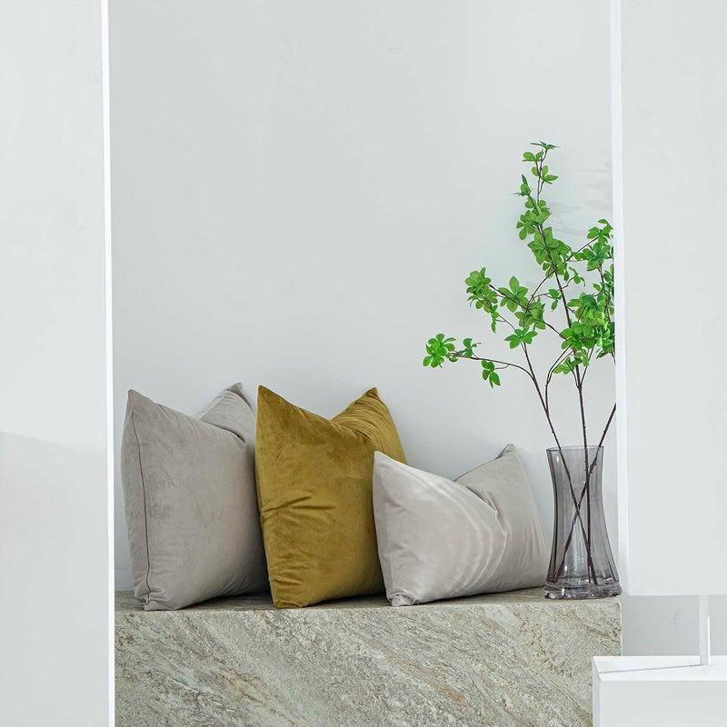 QUAFOO أغطية وسائد مخملية كشميرية زخرفية للقطني مقاس 12×20 بوصة، مجموعة من 2 مع سحاب، أغطية وسائد مستطيلة صلبة ناعمة فاخرة للأريكة والأريكة والسرير وغرفة المعيشة - Image 4