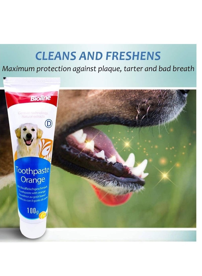 Bioline Dental Care Set Orange Flavor Toothpaste And Toothbrush Pet Oral Teeth Cleaning Set 2X100g - Image 2