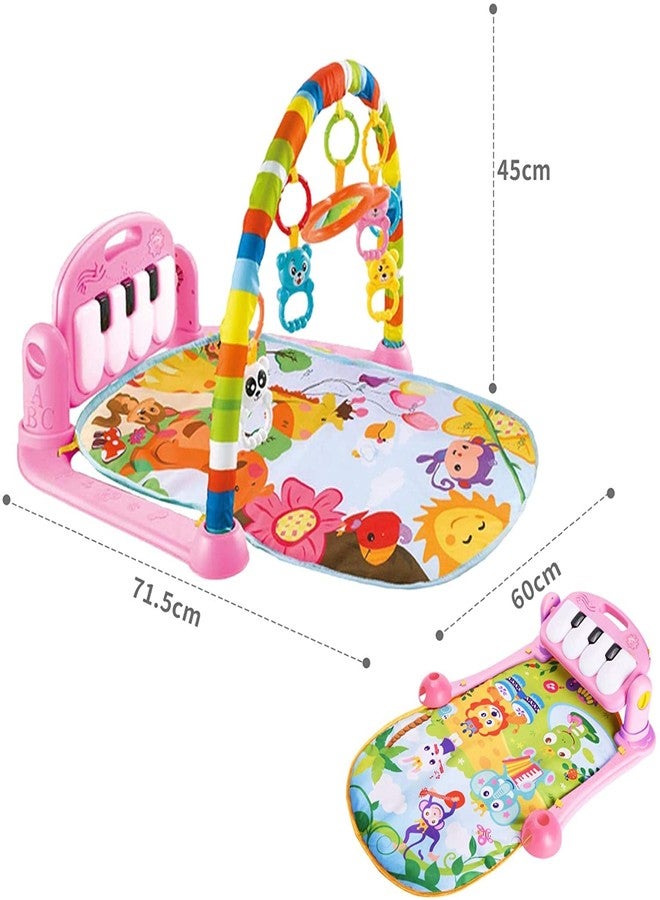 YUJASV Baby Play Mat Gym & Fitness Rack with Hanging Rattles Lights & Musical Keyboard Mat Piano for 0 to 36 Month Age Infants and Toddlers - Image 2