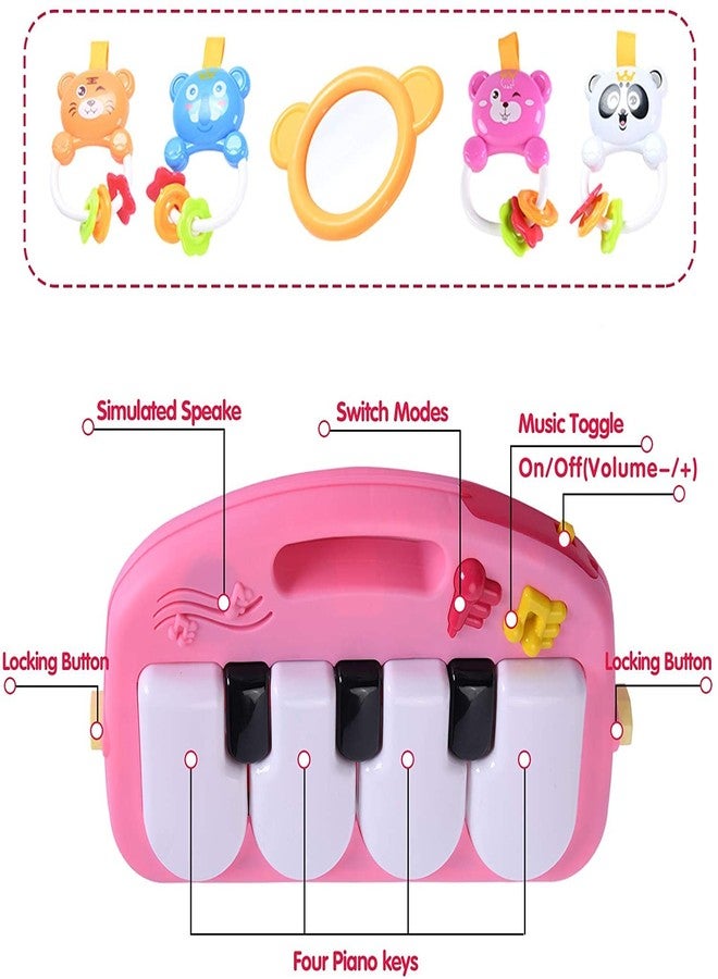 YUJASV Baby Play Mat Gym & Fitness Rack with Hanging Rattles Lights & Musical Keyboard Mat Piano for 0 to 36 Month Age Infants and Toddlers - Image 3