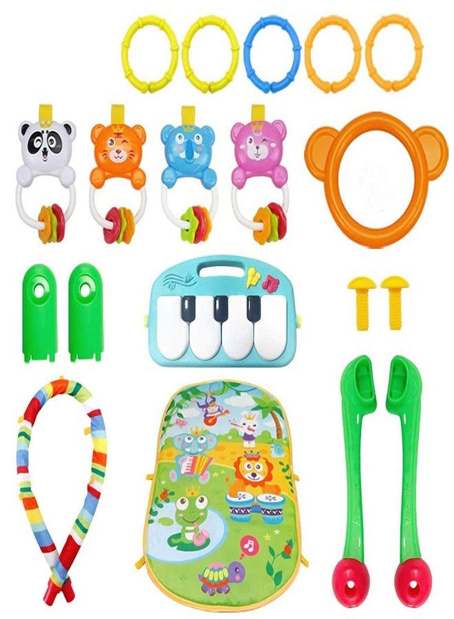 YUJASV Baby Play Mat Gym & Fitness Rack with Hanging Rattles Lights & Musical Keyboard Mat Piano for 0 to 36 Month Age Infants and Toddlers - Image 4