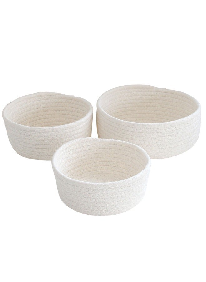 GUSGU 3pcs Cotton Rope Baskets, Small Woven Storage Basket for Bathroom Shelve Nursery Organizing Bins Organizer for Toys, Towels, Cosmetics, Jewelry and other Small Items White - Image 1
