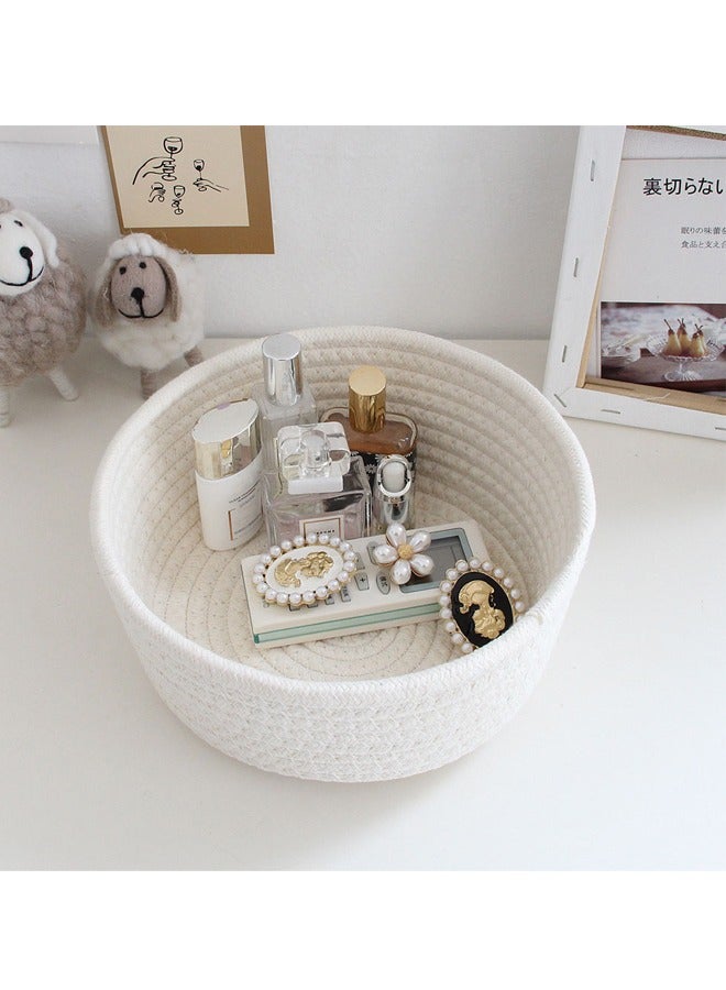 GUSGU 3pcs Cotton Rope Baskets, Small Woven Storage Basket for Bathroom Shelve Nursery Organizing Bins Organizer for Toys, Towels, Cosmetics, Jewelry and other Small Items White - Image 5