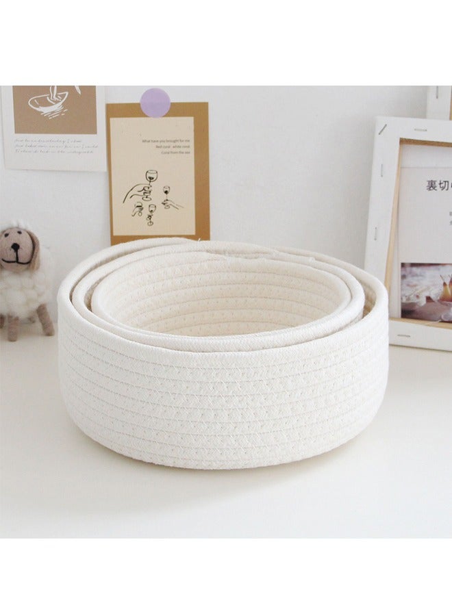 GUSGU 3pcs Cotton Rope Baskets, Small Woven Storage Basket for Bathroom Shelve Nursery Organizing Bins Organizer for Toys, Towels, Cosmetics, Jewelry and other Small Items White - Image 4