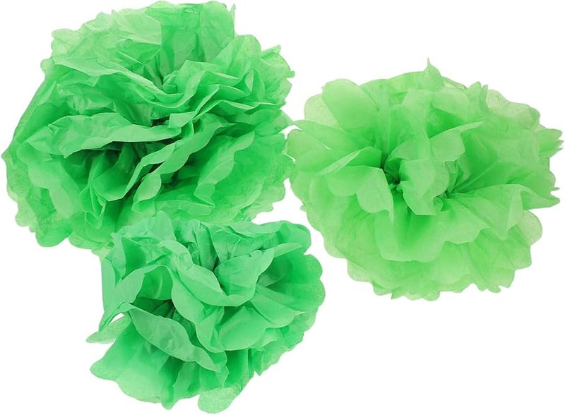 Green Tissue Paper Pom Poms 21pcs Graduation Birthday Party Decorations Supplies - Image 4