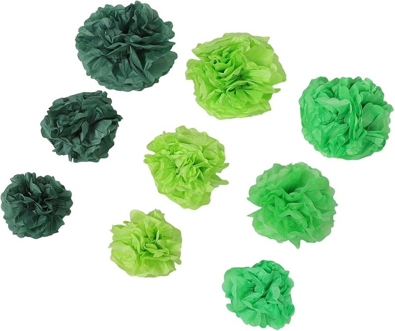 Green Tissue Paper Pom Poms 21pcs Graduation Birthday Party Decorations Supplies - Image 1