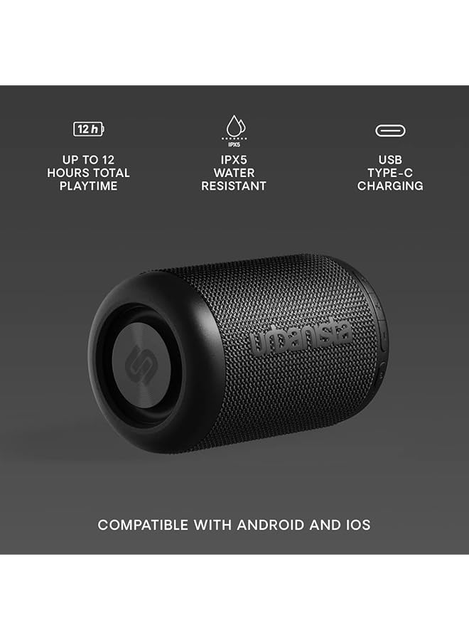 erorex Memphis Wireless Bluetooth Speaker Portable Speaker Water Resistant Ipx5 Rating 12H Playtime Button Control Bluetooth 5.2 Dual Pairing Loud Speaker Stereo Sound Outdoor Speakers Black - Image 4
