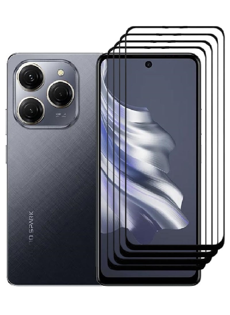 AINA 4 Pieces Tempered Glass Screen Protector 5D Designed For Tecno Spark 20 Pro Full Glue Edge to Edge Full Screen Coverage And Bubble Free - Image 1