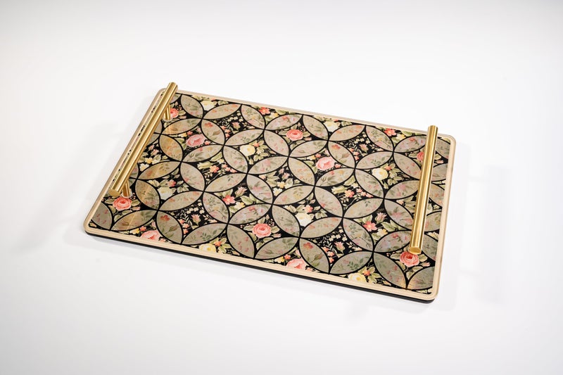 VINCA DECOR VINCA DECOR Garden Bloom Glass Serving Tray | Floral Elegance Combined with Perfect for Coordinated Home Decor, Ideal for Serving Snacks or Drinks, and Enhancing Your Living Space  - Image 1