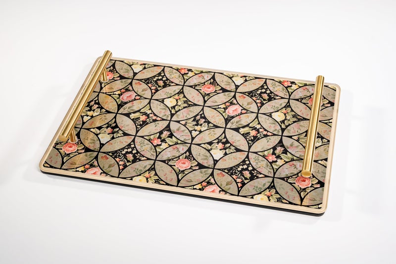 VINCA DECOR VINCA DECOR Garden Bloom Glass Serving Tray | Floral Elegance Combined with Perfect for Coordinated Home Decor, Ideal for Serving Snacks or Drinks, and Enhancing Your Living Space  - Image 4
