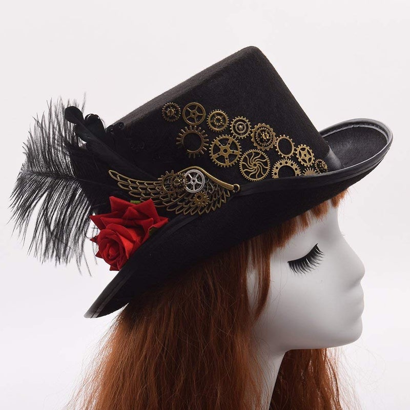 GRACEART Unisex Steampunk Top Hats with Goggles for Women Men - Image 2