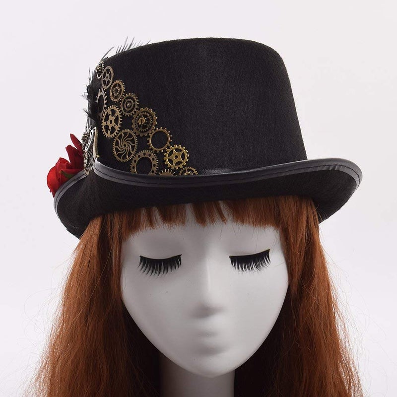 GRACEART Unisex Steampunk Top Hats with Goggles for Women Men - Image 3