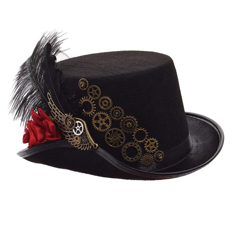 GRACEART Unisex Steampunk Top Hats with Goggles for Women Men - Image 1