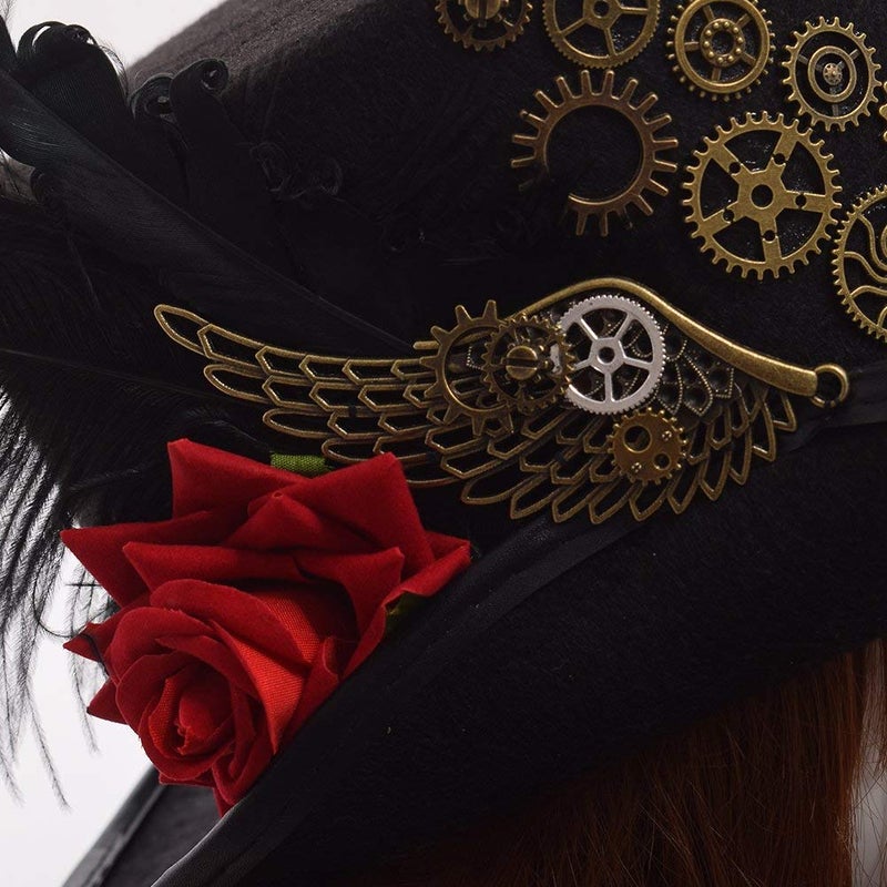 GRACEART Unisex Steampunk Top Hats with Goggles for Women Men - Image 4