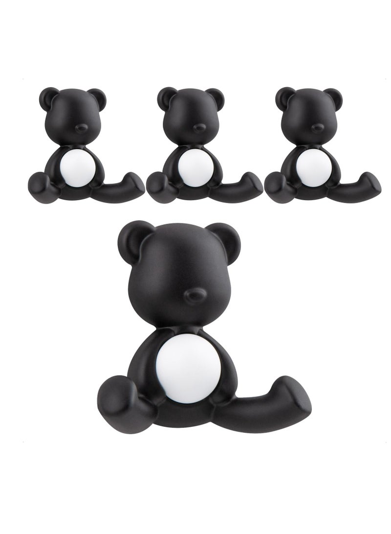 SYOSI Coat Hooks Wall Mounted, 4 Pcs Wall Hooks, Little Bear Wall Hooks Heavy Duty Black Coat Hooks, Bathroom Kitchen Towel Hooks, for Hanging Jacket Coat Robe Dog Lead  - Image 1