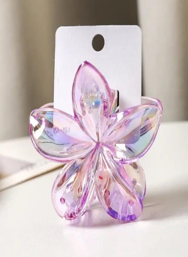KARDIFF Transparent Glossy Flower Hair Claw Clips - Multicolor Pack of 4, Stylish Hair Ornaments for Women & Girls (Color may vary) - Image 3