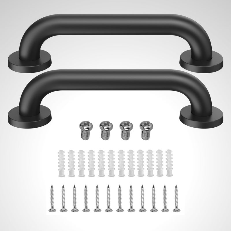MAICOBI 12" Stair Handrail, Wall-Mounted Safety Grab Bar for Indoor & Outdoor Steps, Rustic Pipe Design, Black (2 Pack) - Image 4