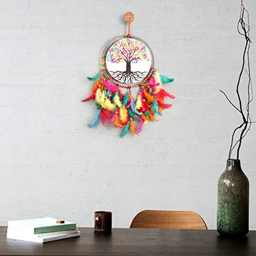 DULI Dream Catcher Handmade Tree of Life Canvas Dreamcatcher for Bedrooms Office Balcony Outdoors Garden Car Hanging, 49cm, Dreamkacher (CanvasTreeofLifeMediumDC-Multicolor) - Image 2
