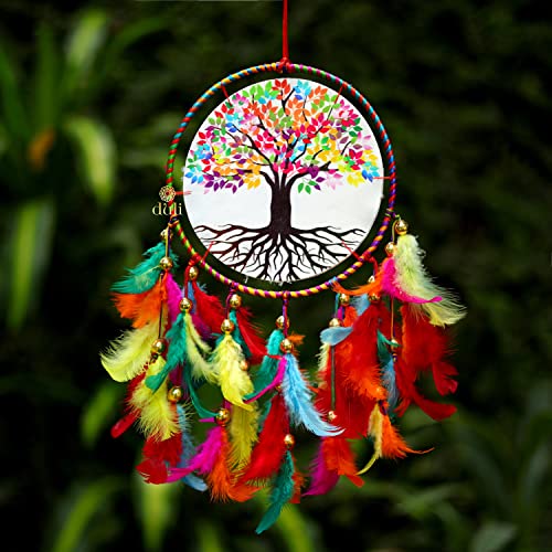 DULI Dream Catcher Handmade Tree of Life Canvas Dreamcatcher for Bedrooms Office Balcony Outdoors Garden Car Hanging, 49cm, Dreamkacher (CanvasTreeofLifeMediumDC-Multicolor) - Image 4