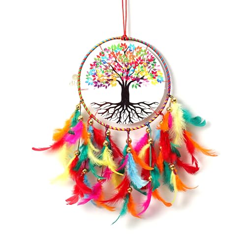 DULI Dream Catcher Handmade Tree of Life Canvas Dreamcatcher for Bedrooms Office Balcony Outdoors Garden Car Hanging, 49cm, Dreamkacher (CanvasTreeofLifeMediumDC-Multicolor) - Image 1