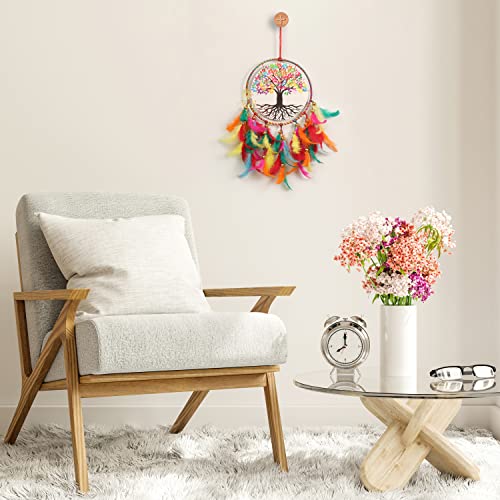 DULI Dream Catcher Handmade Tree of Life Canvas Dreamcatcher for Bedrooms Office Balcony Outdoors Garden Car Hanging, 49cm, Dreamkacher (CanvasTreeofLifeMediumDC-Multicolor) - Image 3