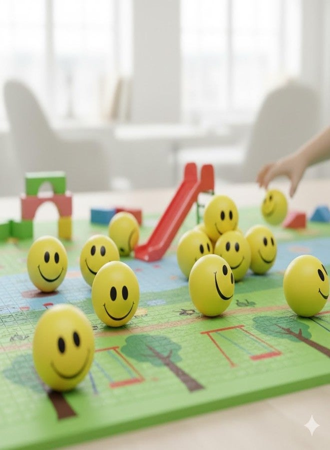 Skygold Smiley Soft Ball for Baby, Girls, Kids & Adults | Stress Relief & Play Toy | Soft, Lightweight & Safe | Indoor & Outdoor Fun (Yellow, Pack of 12) - Image 2