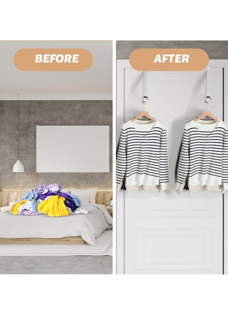 Over the Door Hooks, Over the Door Hanger Organizer, Foldable Single Closet Hanger Hooks, for Hanging Coats Hats Robes Towels Bathroom Bedroom Door Hangers (White) - Image 3