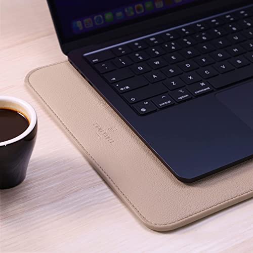 Comfyable Laptop Sleeve 14 Inch Precisely Compatible with MacBook Pro M5 M4 M3 M2 Pro/Max 2026-2021, Faux Leather Cover Case, 14 in, Sand - Image 4