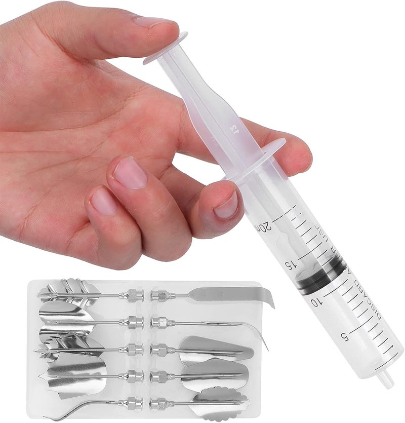 Zopsc Cake Syringe Nozzles Mold, Icing Piping Cream Syringe Tool Set, Cake Decorating Tips for Pudding Baking, Pastry Nozzles Set for Beginners - Image 4