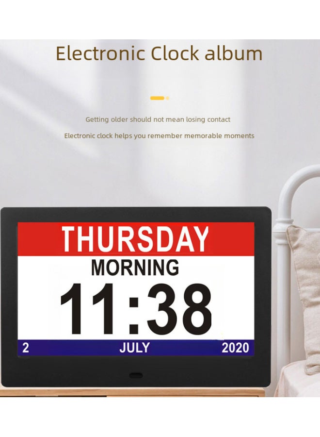 Digital Photo Frame Digital Digital Clock Machine For The Elderly Elderly Alarm Clock Electronic Calendar Clock Medication Reminder Machine-Color:8inch White - Image 2