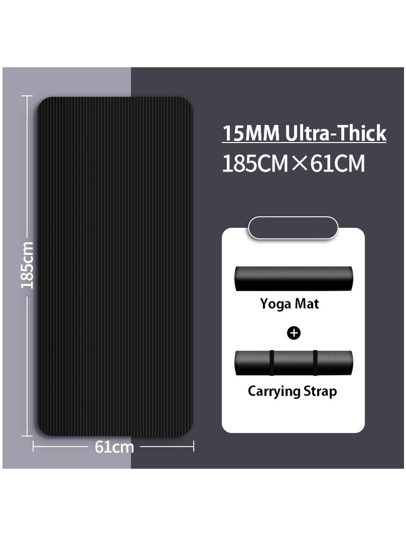 Generic Anti-Tear 15MM Ultra-Thick Yoga Mat Exercise Mat With Carrying Strap  - Image 1