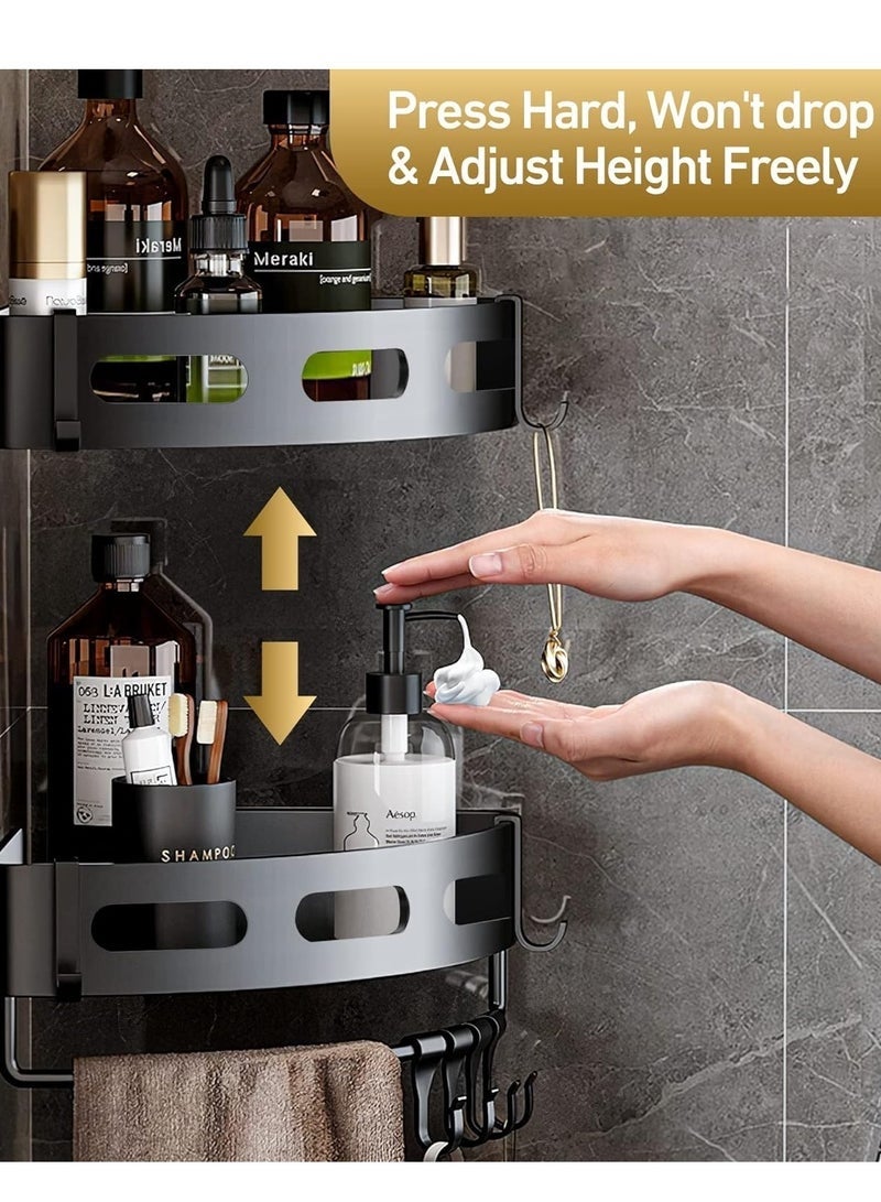 2 Pack Corner Shower Caddy, Shower Storage Organizer with Towel Rack, Bathroom Storage Shelf for Toilet, Kitchen, Bedroom - Image 4