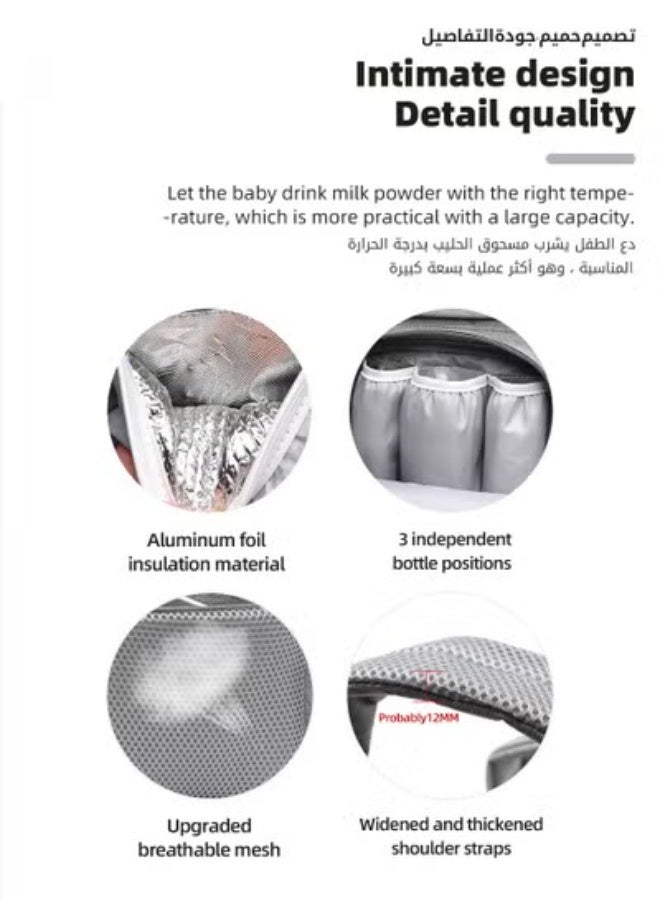 DOOKOO Enlarged Capacity Baby Diaper Bag, Multifunctional Diapers Changing Backpacks, Waterproof  Nappy and Nursing Bags, Fashion Mummy Backpack with Storage Case, for Mothers and Fathers Travel - Image 5