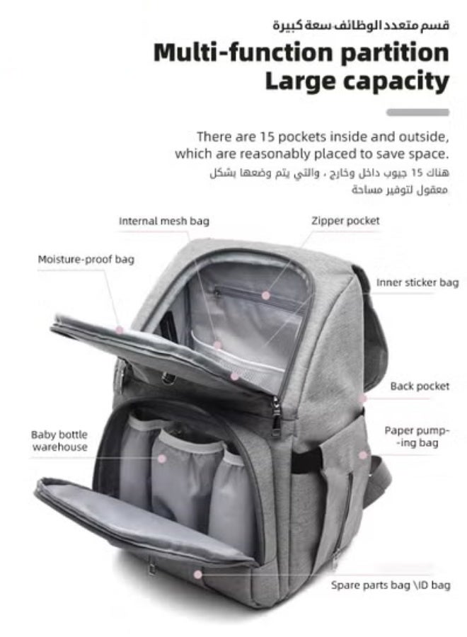 DOOKOO Enlarged Capacity Baby Diaper Bag, Multifunctional Diapers Changing Backpacks, Waterproof  Nappy and Nursing Bags, Fashion Mummy Backpack with Storage Case, for Mothers and Fathers Travel - Image 3