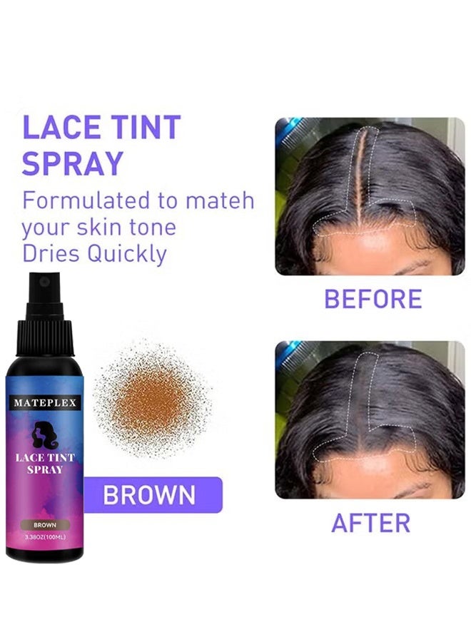 MATEPLEX Lace Tint Spray For Wigs Natural Brown Root Touch Up Hair Spray Long Lasting Fast Drying Lace Melt Spray Concealer For Hair Wigs Finishing Edge Control For Women Toupees Hairpieces (Brown - 100ML) - Image 5