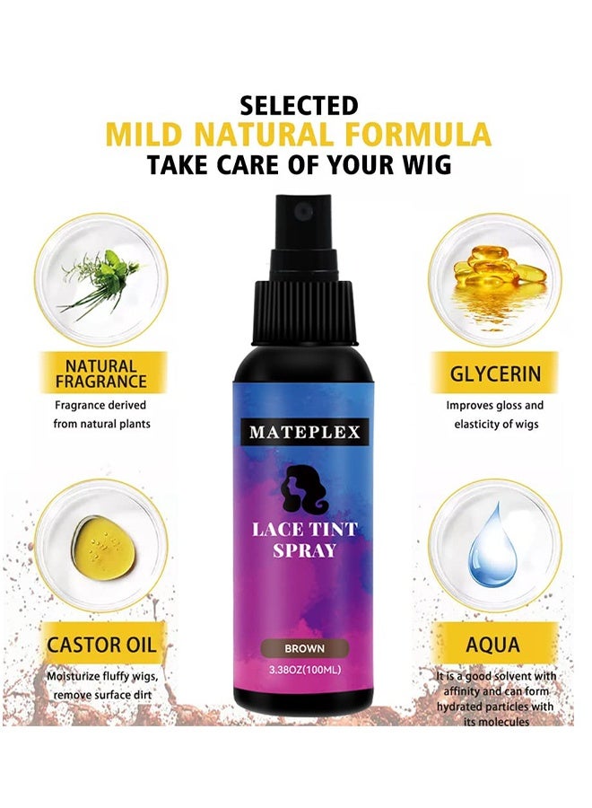MATEPLEX Lace Tint Spray For Wigs Natural Brown Root Touch Up Hair Spray Long Lasting Fast Drying Lace Melt Spray Concealer For Hair Wigs Finishing Edge Control For Women Toupees Hairpieces (Brown - 100ML) - Image 3