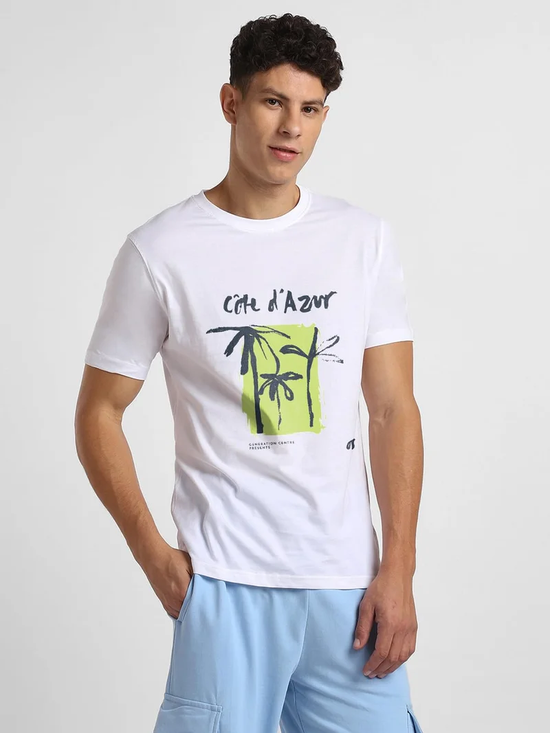 نوبيرو تيشيرت رجالي أبيض بطبعة جرافيك من نوبرو