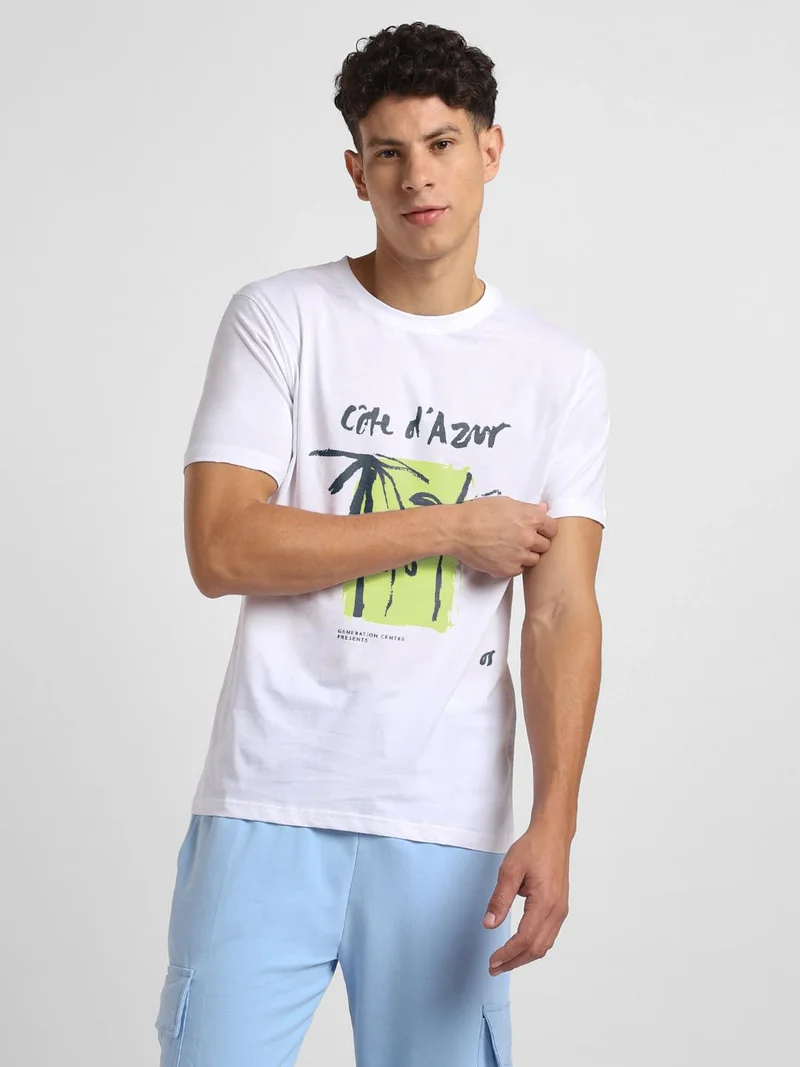 نوبيرو تيشيرت رجالي أبيض بطبعة جرافيك من نوبرو