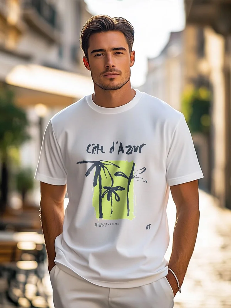 NOBERO NOBERO Men's White Graphic Print T-Shirt