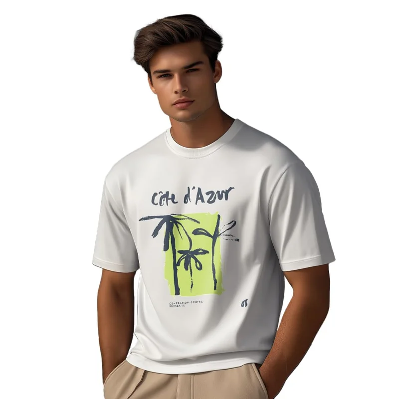 NOBERO NOBERO Men's White Graphic Print T-Shirt