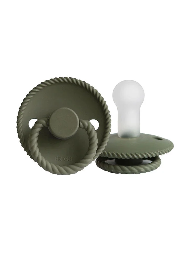 FRIGG Pack Of 1 Rope Silicone Baby Pacifier 6-18M Olive - Size 2