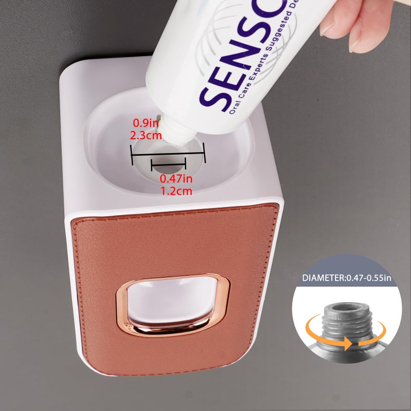 LUEXBOX 2 Slot Plastic Toothbrush Holder And Toothpaste Dispenser Wall Mounted  Automatic Toothpaste Squeezer  2 In 1 Tooth Brush Toothpaste Organizer For Shower (Brown) - Image 2